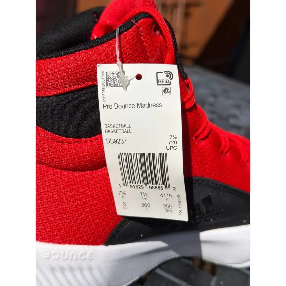 ADIDAS Basketball Pro Bounce Madness Size 8 Active Red 2019 RARE BB9237 NWT